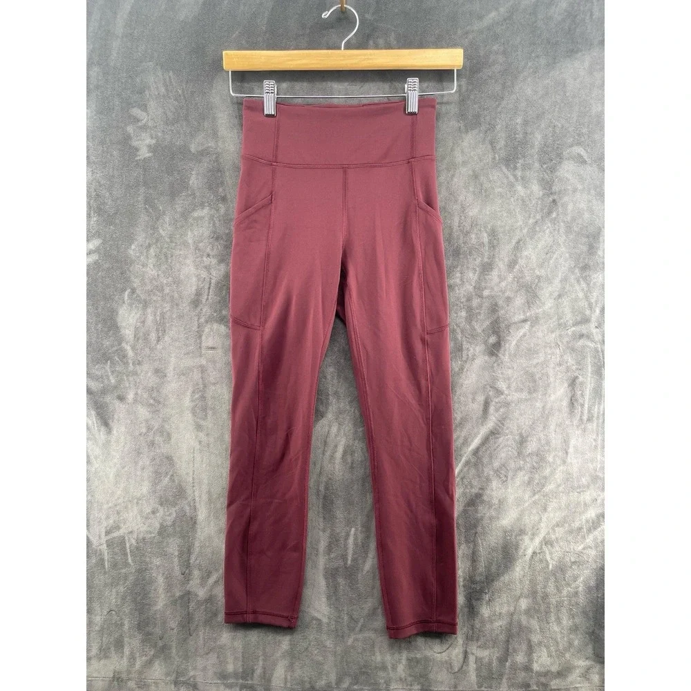 Lululemon Women's Size 4 Burgundy High‎ Rise Pocket Leggings Yoga Pants